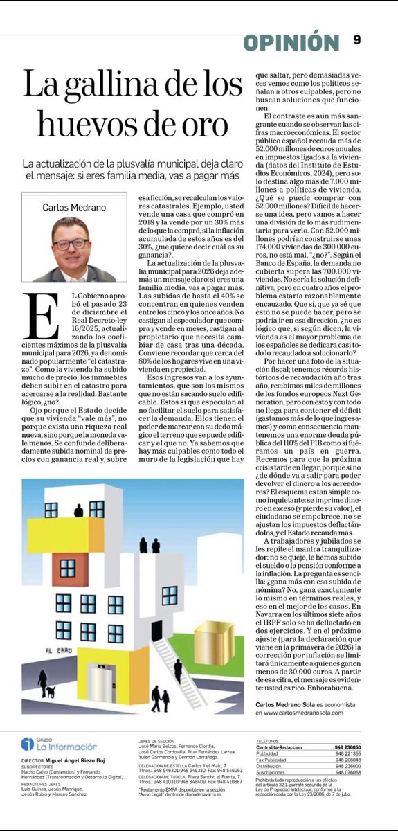 Hoy en Diario de Navarra criticando las políticas de vivienda. Una más y ya llevo 20. En fin, es lo que hay. <a href="/DiariodeNavarra/">Diario de Navarra</a>  diariodenavarra.es/noticias/opini…