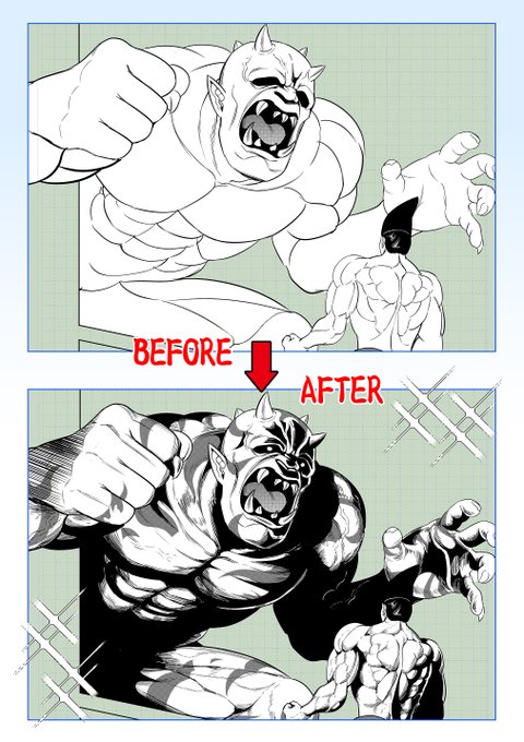 筋肉のタッチを入れております✒️✨
難しいですが楽しいです😊✨ 