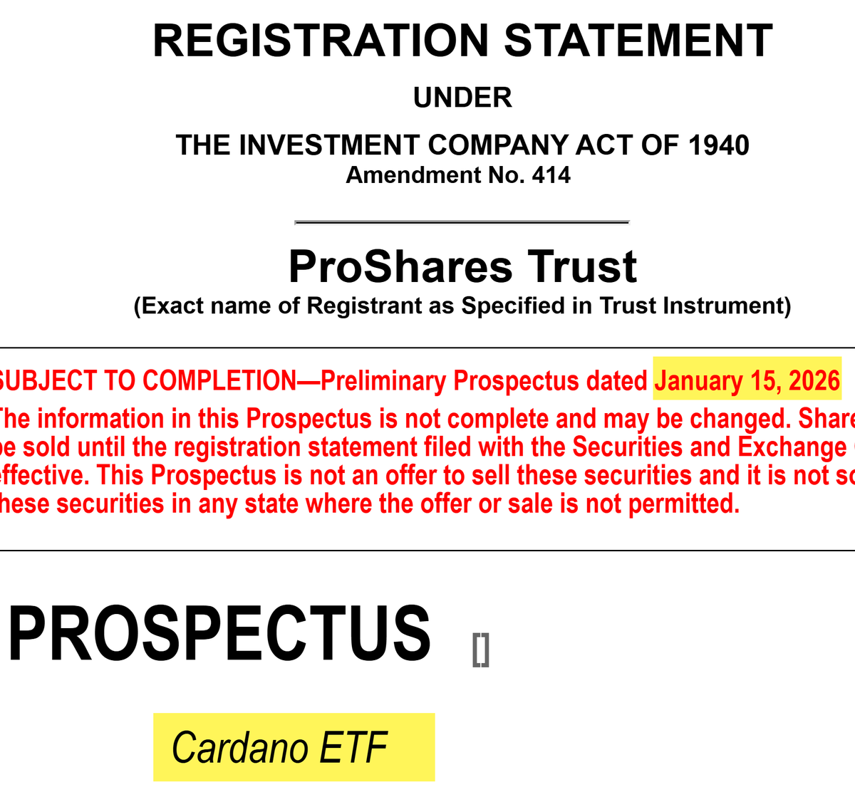 BREAKING NEWS PROSHARES FILES FOR A CARDANO $ADA ETF 😱😱😱 Asset manager  ProShares has officially filed for an $ADA ETF, signaling growing  institutional interest in Cardano.