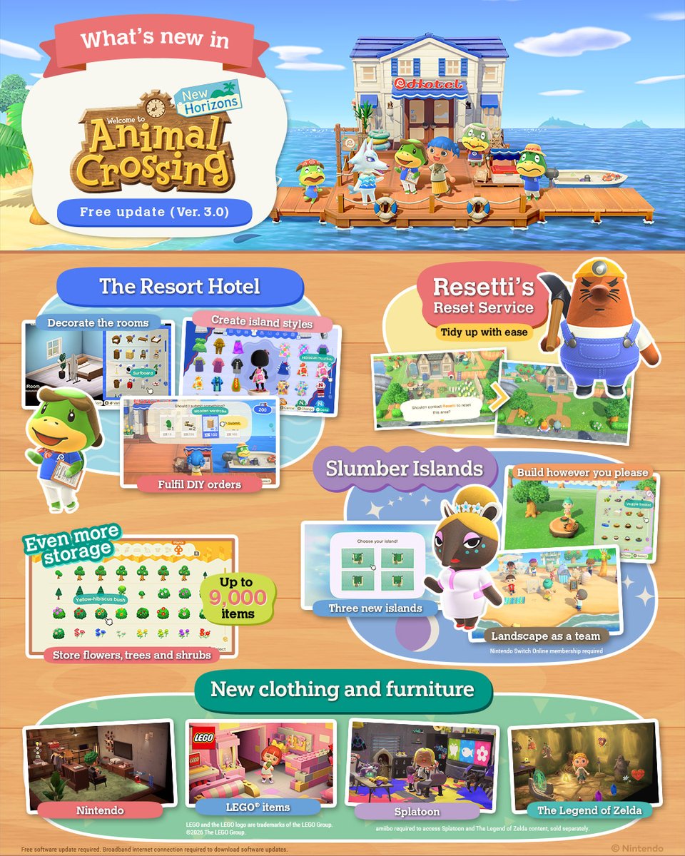 NintendoEurope's tweet image. Check out what's arrived in the free update for #AnimalCrossingNewHorizons, available now on both #NintendoSwitch2 and #NintendoSwitch!