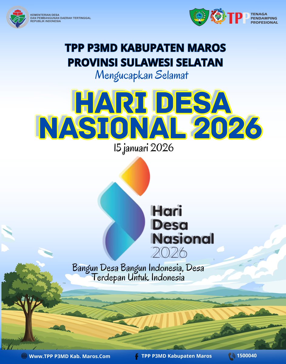 BANGUN DESA BANGUN INDONESIA 
Desa Terdepan Untuk  Indonesia
HDN2026 

<a href="/PrabowoSubianto/">PRABOWO 2014</a> 
<a href="/GibranRakabumi2/">@GibranRakabuming</a> 
<a href="/YandriSusanto/">Yandri Susanto</a> 
<a href="/ArizaPatria/">Ariza Patria</a> 
@KementerianDesaPDT
@DesaPesonaNusantara 
@bpsdmdjtgKemendesa 
#BangunDesaBangunIndonesia
#DesaTerdepanUntukIndonesia
#PendampingDesaHebat
