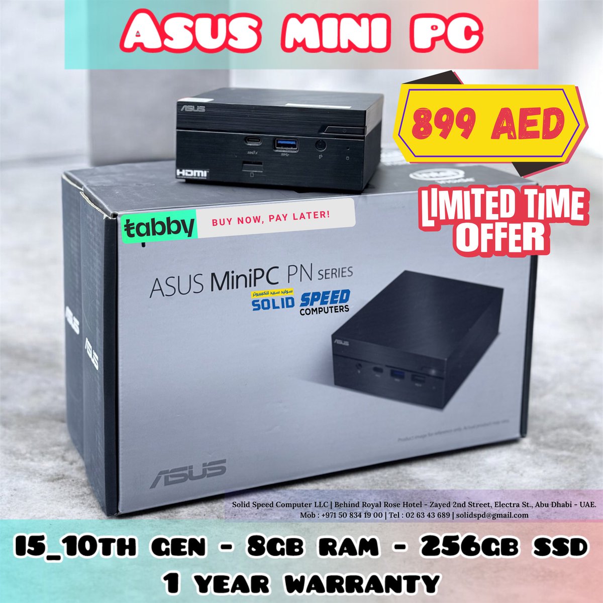 solidspd's tweet image. Tabby Available with 4 instalment
𝐒𝐨𝐥𝐢𝐝 𝐒𝐩𝐞𝐞𝐝 𝐂𝐨𝐦𝐩𝐮𝐭𝐞𝐫 
Electra Street, Abudhabi
Ph no - 𝟎𝟓𝟎𝟖𝟑𝟒𝟏𝟗𝟎𝟎
Mail id - 𝒔𝒐𝒍𝒊𝒅𝒔𝒑𝒅@𝒈𝒎𝒂𝒊𝒍.𝒄𝒐𝒎