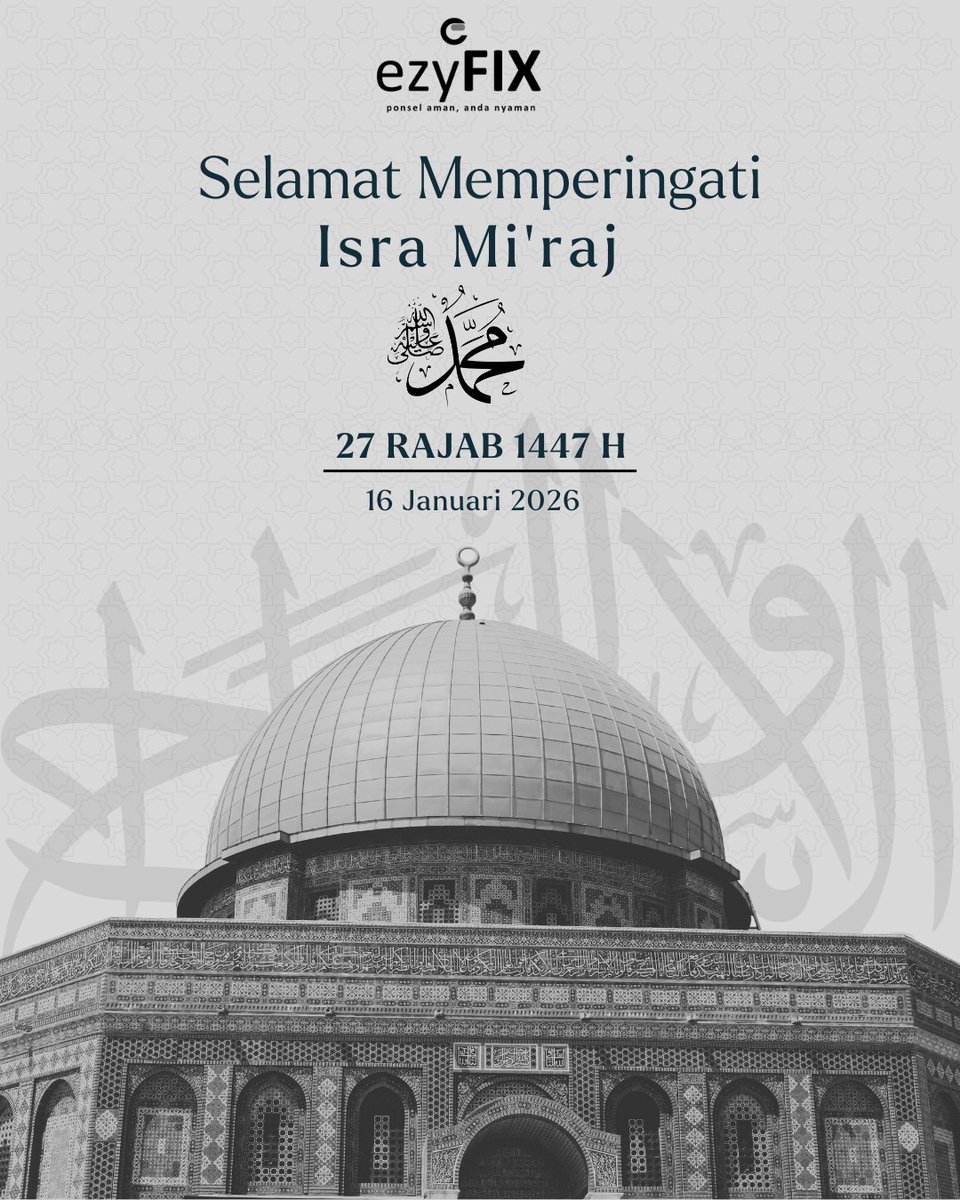 ezyfix_karawang's tweet photo. Selamat Memperingati Isra Mi’raj 1447 H
Semoga momentum Isra Mi’raj ini menjadi pengingat bagi kita semua untuk meningkatkan keimanan & ketakwaan.
#ezyFIX #isrami'raj #repairgadget #sevisandroid #servisiphone https://t.co/LVnwh0kQ5e