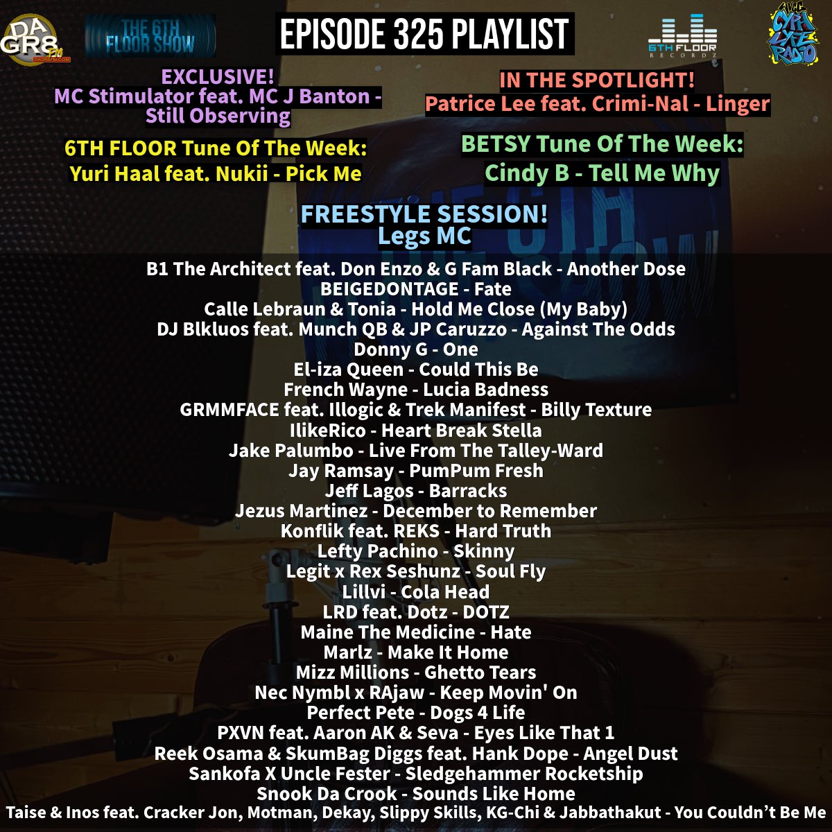 Episode 325 #ComingSoon 20/01/26 #The6thFloorShow

<a href="/PatriceLeeMusic/">Patrice Lee</a> <a href="/NalCrimi/">crimi_nal_4hm</a> <a href="/B_1HipHop/">B1 The Architect</a> <a href="/GFamBlack/">G Fam Black</a> <a href="/BeigeDontAge/">IG: @BEIGEDONTAGE</a> <a href="/CalleLebraun/">💯%BRAUNHAUS</a> <a href="/cindybondjanga/">CINDY B ☆ 🇨🇩</a> <a href="/DJBLKLUOS/">DJ BLKLUOS</a> <a href="/munchqb/">Munch QB</a> <a href="/Caruzzo44/">JP Caruzzo</a> <a href="/Eliza_Queen/">Eliza Queen</a> <a href="/FRENCHWAYNE1/">FRENCH WAYNE</a> <a href="/Illogic614/">Illogic</a> <a href="/TrekManifest/">#TODIA 🏁🏁🏁</a> <a href="/ILIKERiCOsaid/">ILIKERiCO</a>