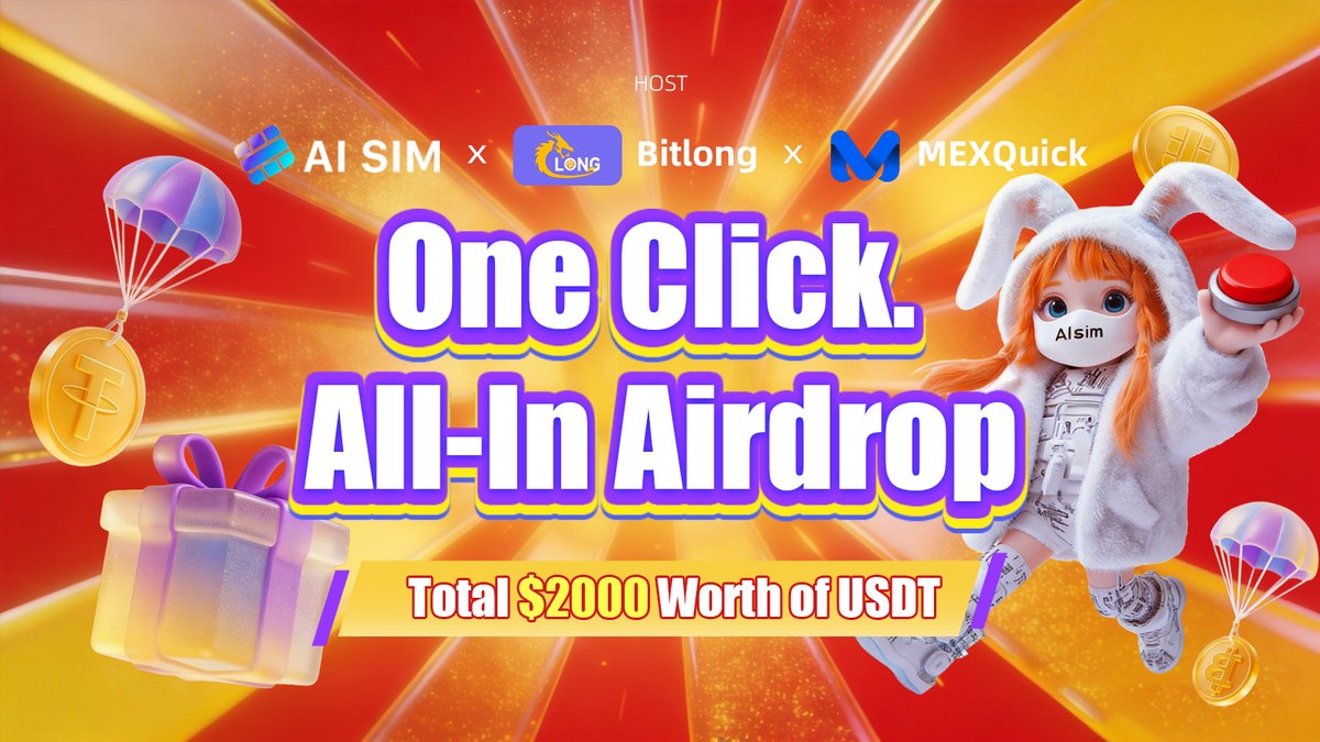 AISIM_EN's tweet image. 🎮 One Click · All-In Airdrop — One Action, Full Access

One click. One entry. One shared reward pool ⚡

🎁 $2,000+ in total rewards — all-in with a single move.

🚀 How to join:
Complete the Galxe quest 👉 app.galxe.com/quest/aisim/GC…

🤝 Co-hosts：
@AISIM_EN  X @Bitlongwallet  X…