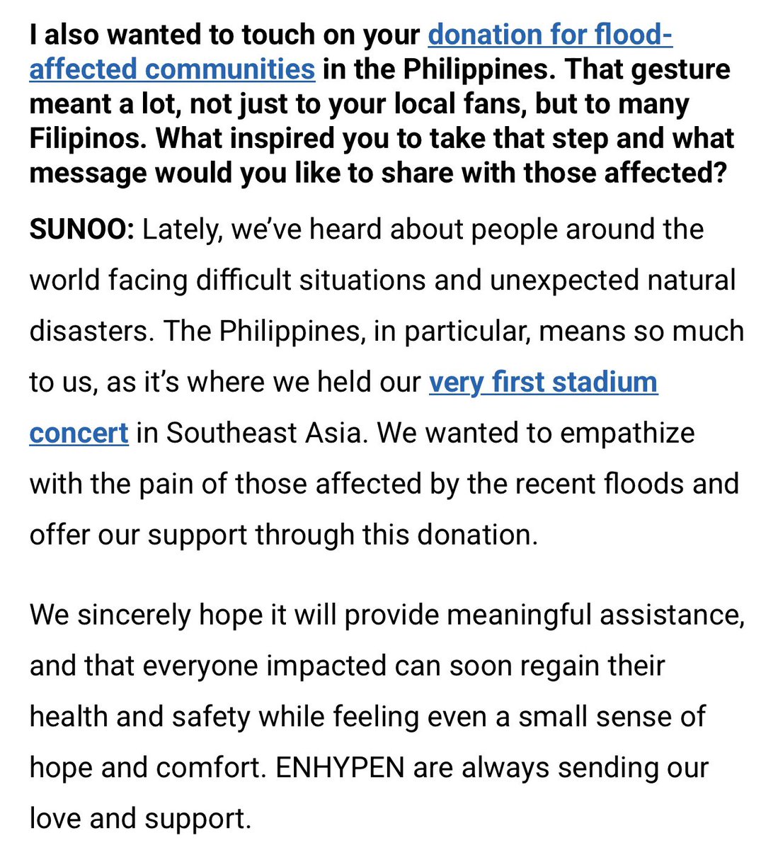 enhypen_phi's tweet image. SUNOO shared what inspired ENHYPEN to take a step and donate to flood-affected communities in the Philippines🇵🇭

“The Philippines, in particular, means so much to us…”

Read more here on @ABSCBNNews Exclusive Interview with ENHYPEN!
— abs-cbn.com/entertainment/…

KNIFE OUT NOW…