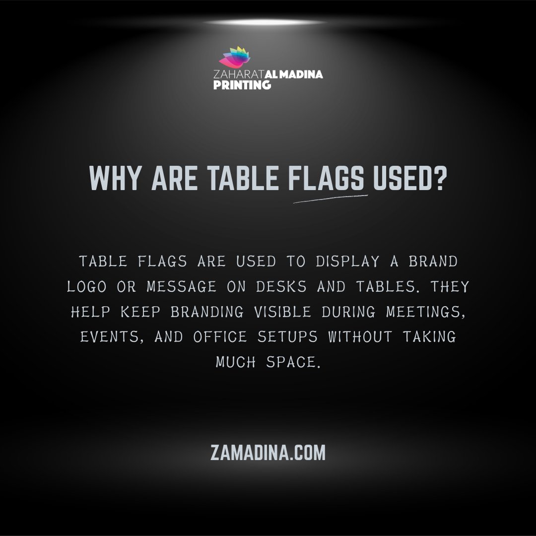 zahratalmadinap's tweet image. Table flags help keep branding visible during meetings and events without taking much space. Clean, simple, and effective. 

Contact Info:
📞 +97142294522
🔗 zamadina.com
📩 info@zamadina.com

#TableFlags #Branding #EventDisplay
