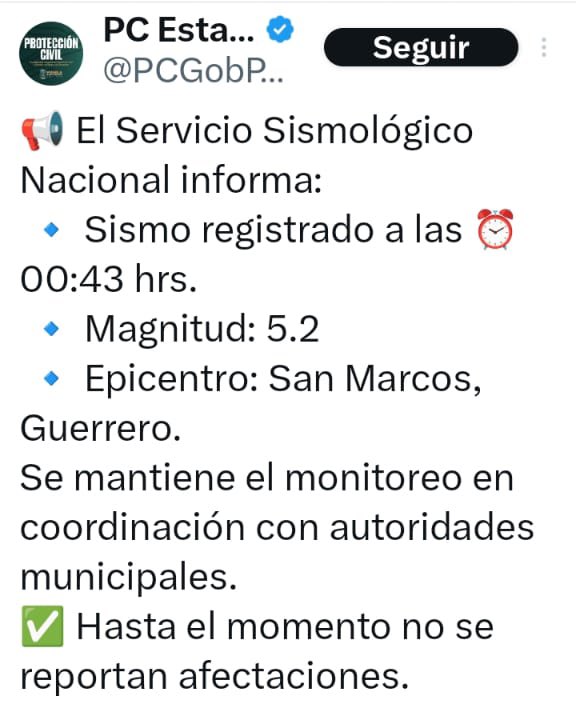 cursorinformat1's tweet image. #Alerta 🚨🚨 La presidenta Claudia Sheinbaum informa que hasta el momento no se reportan daños por el sismo registrado hace unos minutos