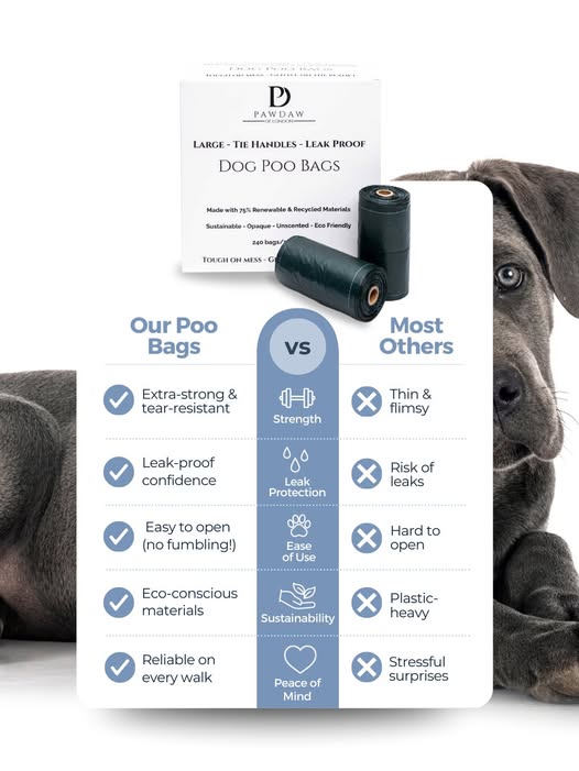 PawdawofLondon's tweet image. Let’s be honest, no one wants surprises mid-walk😅
Flimsy poo bags tear &amp;amp; leak—turning a simple job into a nightmare. Pawdaw Dog Poo Bags are strong, easy to open (even with cold hands) and stress-free.
No leaks. No splits. Just cleaner walks🐾
#PawdawOfLondon #DogWalkEssentials