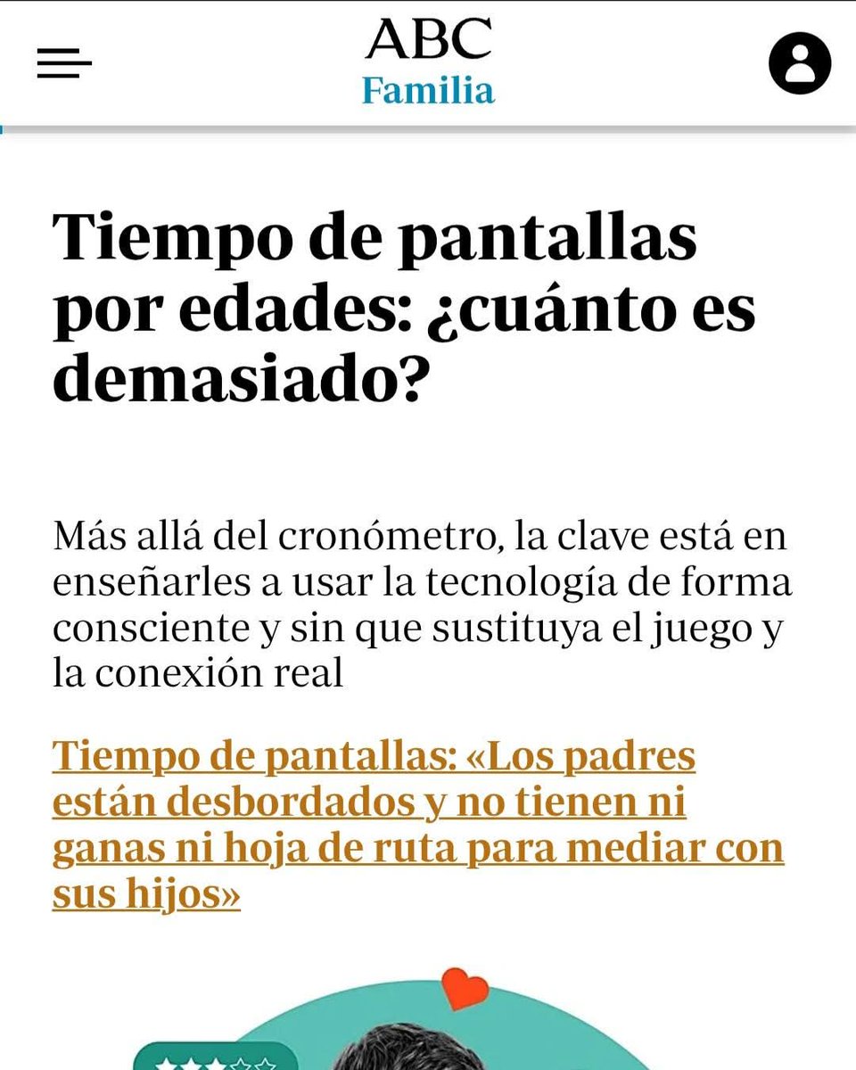 📱 ¿Cuánta pantalla es demasiada pantalla? En este nuevo artículo de ABC Familia, nuestra directora y psicóloga Sonia Martínez reflexiona y aporta pautas claras sobre el uso de pantallas en la infancia y la adolescencia

📖 Puedes leerlo aqui: 

abc.es/familia/padres…