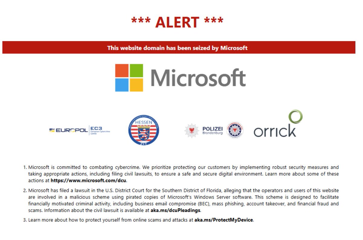 Microsoft disrupts global cybercrime subscription service responsible for millions in fraud losses

blogs.microsoft.com/on-the-issues/…