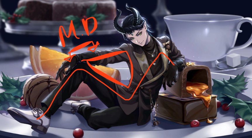 jadenuii's tweet image. There is an easter egg in this groovy where his pose spells M D . that is because his name is malleus draconia. wow 💜