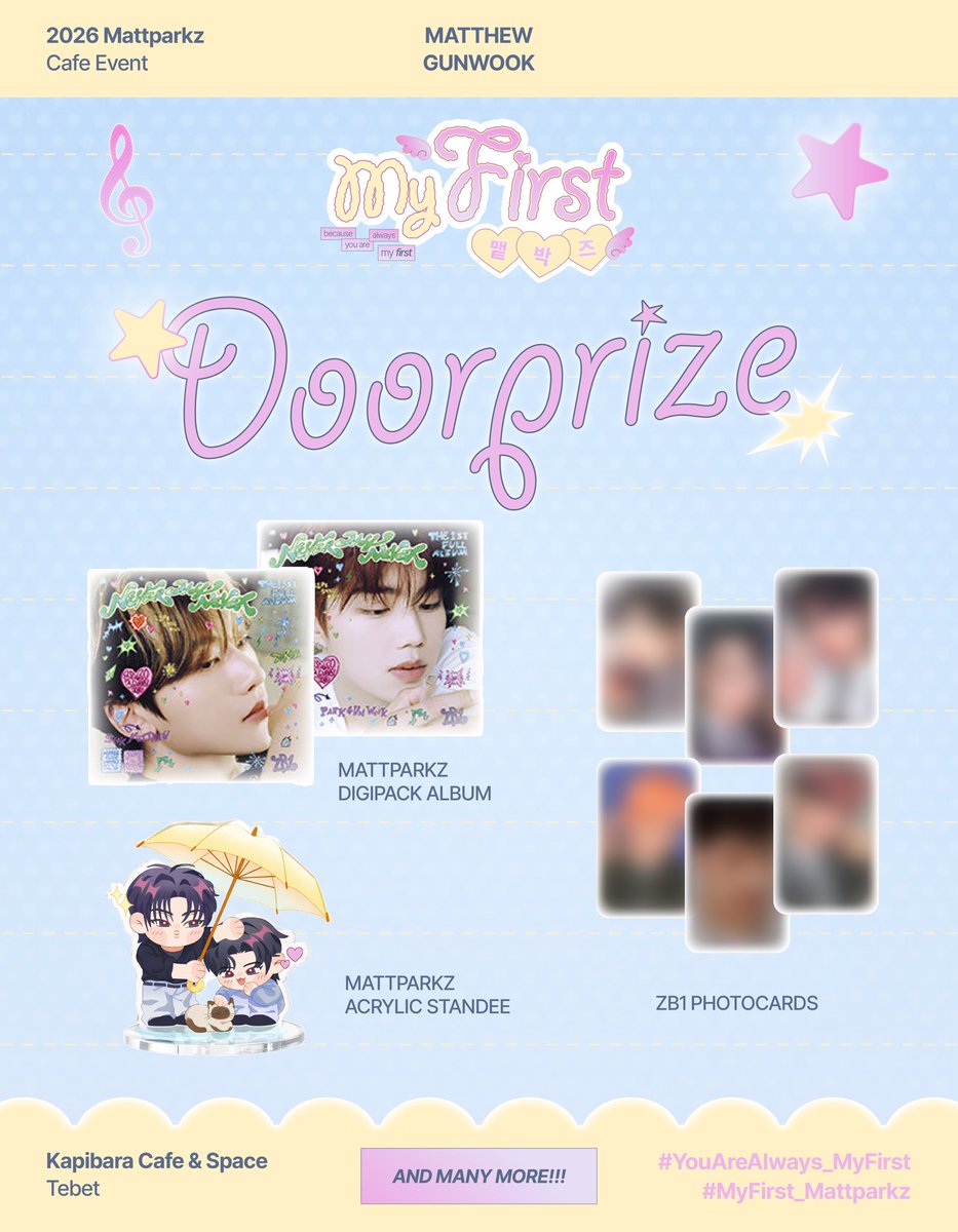 myfirst_cafe's tweet image. 🦊🐻‍❄️💌
Because You Are Always 𝓜𝔂 𝓕𝓲𝓻𝓼𝓽 ₊˚⊹ ᰔ

Our online sales is open!
Inclusions and doorprize reveal is also here₊˚⊹ ᰔ

RSVP: bit.ly/Myfirst_Cafe
Online sales: bit.ly/Myfirst_CafeOn…

#Mattparkz #맽박즈
#YouAreAlways_MyFirst
#MyFirst_Mattparkz