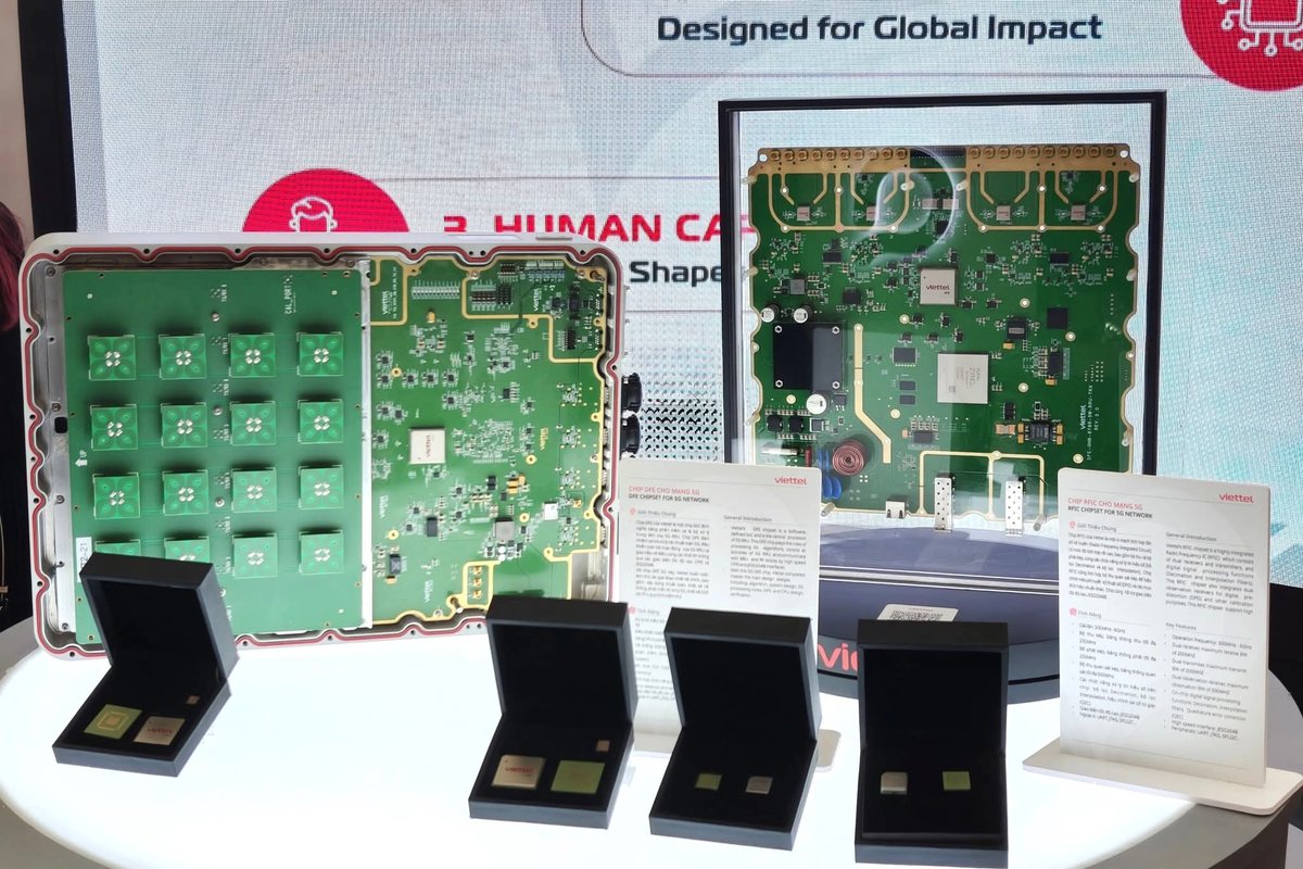renold97's tweet photo. Kemampuan Viettel Sudah Mandiri :
Desain chip 5G (DFE, FEM)
Chip 5G kompleks dirancang sendiri
Unit jaringan 5G (gNodeB, RAN)
Open RAN dan massive MIMO
Core &amp; network systems 5G
software jaringan
Produksi cip semikonduktor
Desain ada, fab manufaktur skala besar sedang dibangun - https://t.co/lwrmWOK8VF