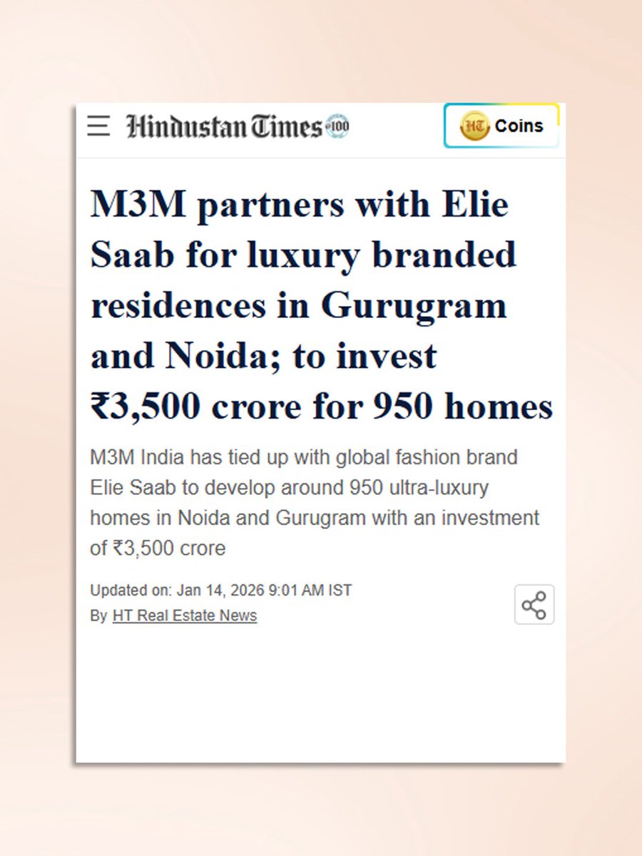This partnership is about to change the narrative of luxury living, and get the eyes of the world on India. 

And what’s more, this is just the beginning. <a href="/ElieSaabJrr/">Elie Saab Jr.</a> 
<a href="/ElieSaabWorld/">ELIE SAAB</a> X <a href="/M3MIndiaPvtLtd/">M3M India</a> X <a href="/SMARTWORLDDEV/">Smartworld Developers Pvt. Ltd.</a> 

linktr.ee/M3MXELIESAAB
