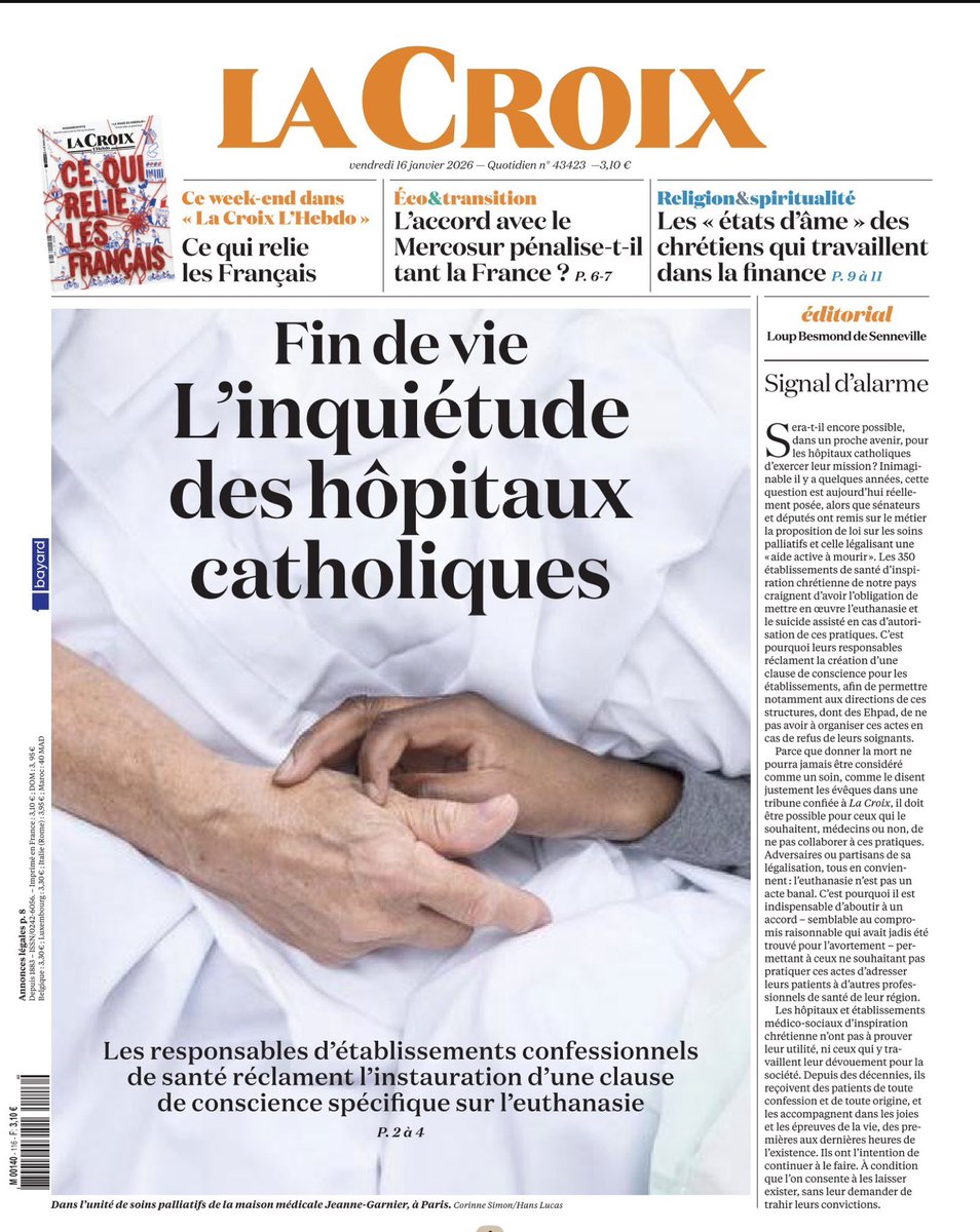 Ils veulent une clause de conscience collective. Je ne cesse de le répéter depuis le début des débats : les murs n’ont pas de conscience !
Et que font-ils du respect de la volonté de celles et ceux qu’ils soignent ?
Qu’on ne vienne plus me dire que la religion n’est pas présente