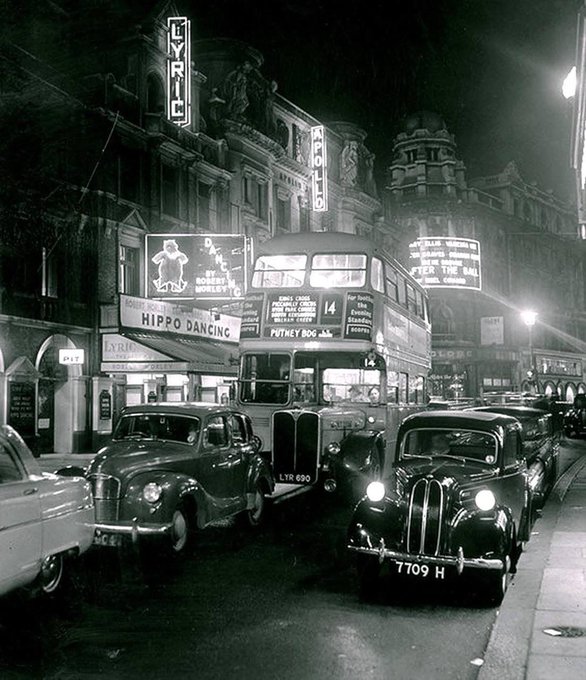 OldSchoolUK's tweet image. Shaftesbury Avenue, London, England - 1954