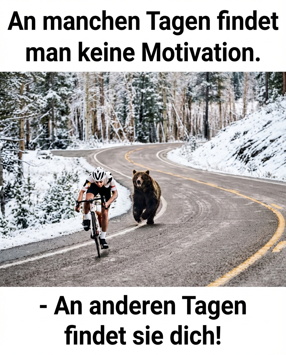 Der Bär fragt nicht nach deinem „Why“.
Er fragt nicht nach deinem Mindset.
Und er interessiert sich null für deine Morgenroutine.

Er hat einfach Hunger.
​Wir leben in einer Ära der „Motivation“.

Überall wird uns eingeredet, wir müssten uns nur „inspiriert“ fühlen. Dass Arbeit