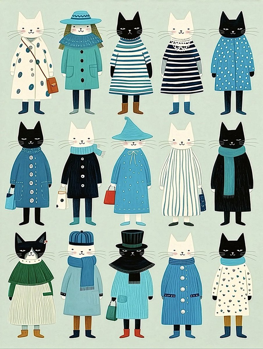#niji7
オシャレねこ達 0116 🧥👜👞