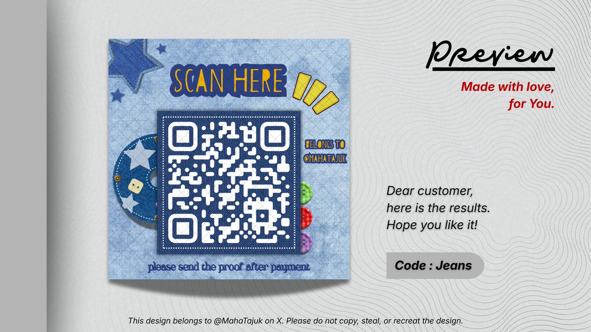 MahaTajuk's tweet image. help repost will be appreciated! #zonauang

hi, teman-timun! aku akan open spess baru yaitu QR Deco. ini 3 anak baruku, minta tolong diospekin ya apakah sudah aman? dan apakah harganya sudah pas?

kalo ada kesamaan dengan yg lain bisa kasih tau aku baik-baik di dm ya, thank you!