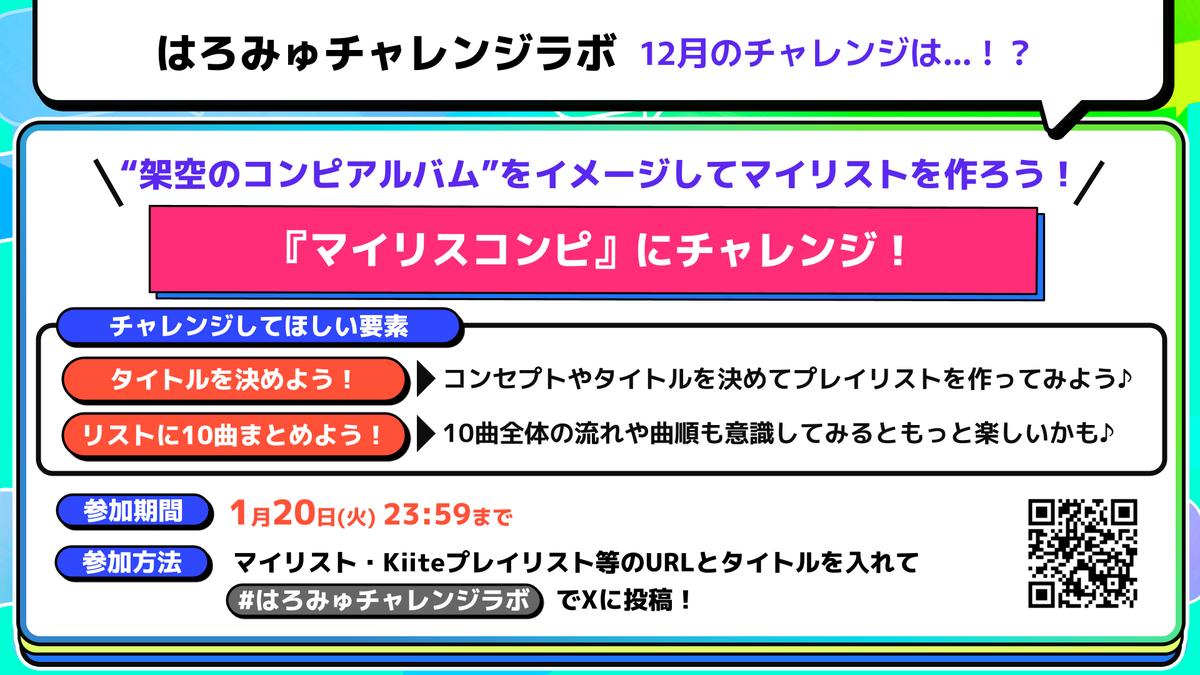 the_voca_colle's tweet photo. #はろみゅチャレンジラボ 🧪
締切は1/20(火)23:59まで✨
￣￣￣￣￣￣￣￣￣￣￣￣￣
課題：『マイリスコンピ』にチャレンジ🎶

""架空のコンピアルバム""をイメージして
マイリストを作ってみよう💗
https://t.co/ePZegYJiCP https://t.co/1FF7hWkVSg