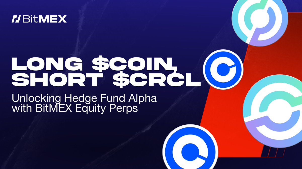 体验华尔街对冲基金经理的视角： 1️⃣ 不赌方向，赌价差。 比如做多$COIN 对冲做空$CRCL，收益稳超BTC。 2️⃣ 选对场子。  只有BitMEX 的股权合约是 0% 基础利率，外加 Maker 返佣。