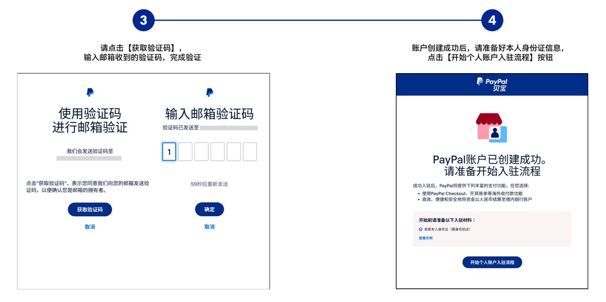 Pluvio9yte's tweet image. PayPal已经支持中国个人卖家全球收款！

注册教程：

一 准备工作：

1. 有效且能接收验证码的邮箱地址

2. 有效且能接收验证码的中国大陆地区11位手机号码

3. 在有效期内的中国大陆地区个人身份证件（人像面和国徽面）

二 注册流程见图片1-4：

官方公众号：mp.weixin.qq.com/s/MStyTjpUzNuZ…
