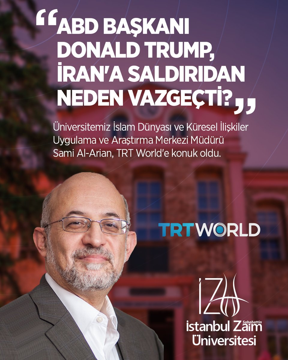 İslam Dünyası ve Küresel İlişkiler Uygulama ve Araştırma Merkezimizin (CIGA) Müdürü Dr. Sami Al-Arian, ABD Başkanı Donald Trump’ın İran’a yönelik politikalarını TRT World’de değerlendirdi. 

Dr. Al-Arian, Trump’ın bu kararını, temkinli bir dış politika tercihinden ziyade