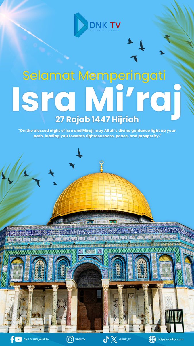 Selamat Memperingati Isra Mi'raj! ❤️🌙

Isra Mi’raj memberikan pelajaran tentang keimanan, kesabaran, dan ketaatan. Peringatan Isra Mi’raj adalah pengingat untuk terus memperbaiki kualitas salat dan hubungan dengan Allah SWT.

#IsraMiraj #1447H #CahayaIman