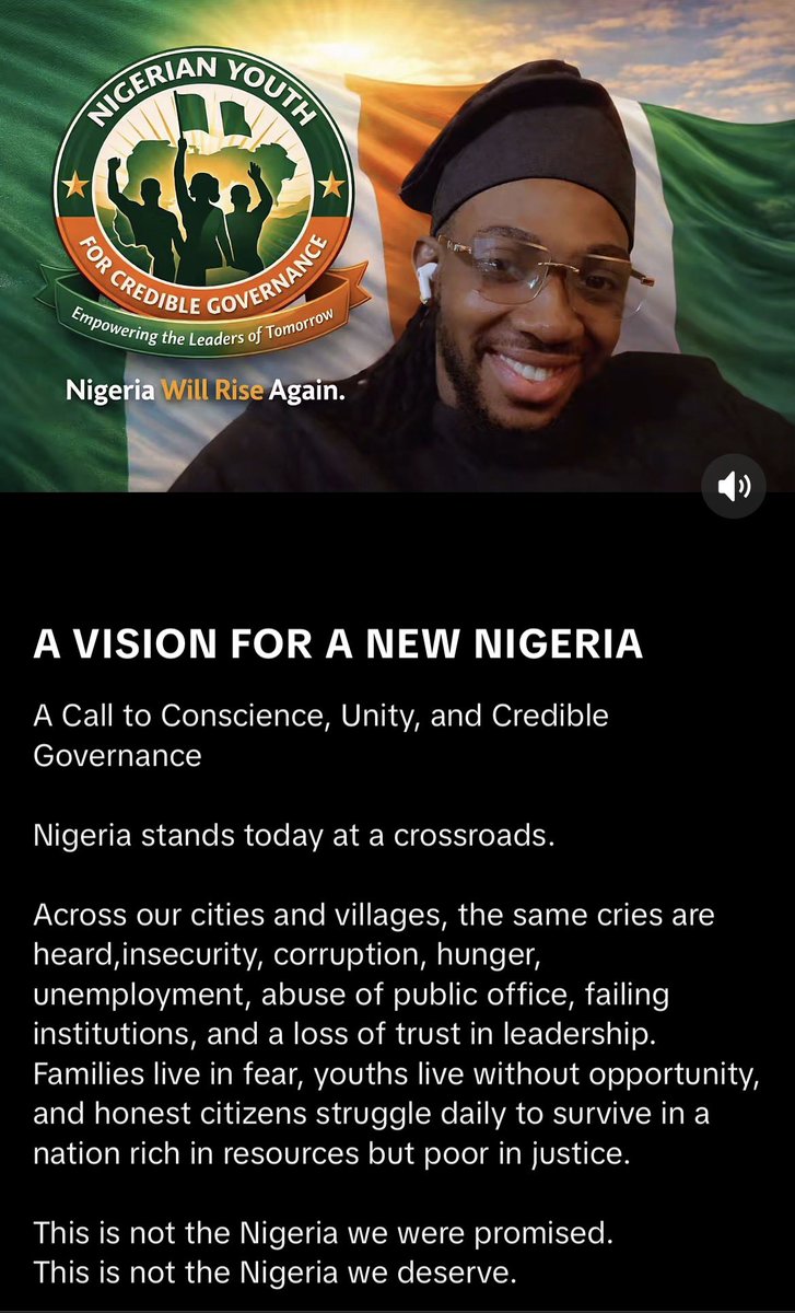 DaveHoldings's tweet photo. A VISION FOR A NEW NIGERIA

A Call to Conscience, Unity, and Credible Governance

Nigeria stands today at a crossroads. https://t.co/h4YRuIYZw6