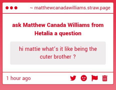 _MatthewCanada's tweet image. Ah! Its.. uh, good I guess... Thank you?