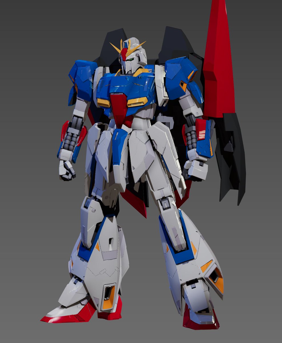 EskeYoshinob's tweet image. #ZGundam　年末年始で色々進めたZガンダム！
武器とフライングアーマー、テールスタビライザー以外は一旦ハイモデル化しましたー

やはりディティールが入ると楽しくなってきますね️
今回は珍しく背面もバッチリ作成👍️