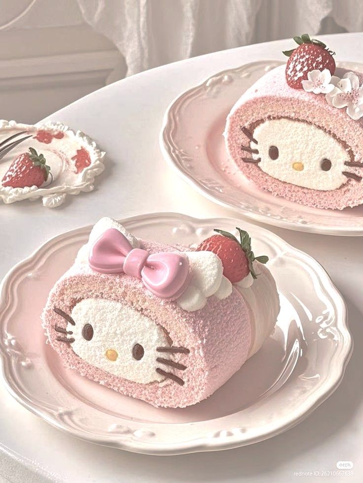 sweetxdessert's tweet image. Hello Kitty roll cake