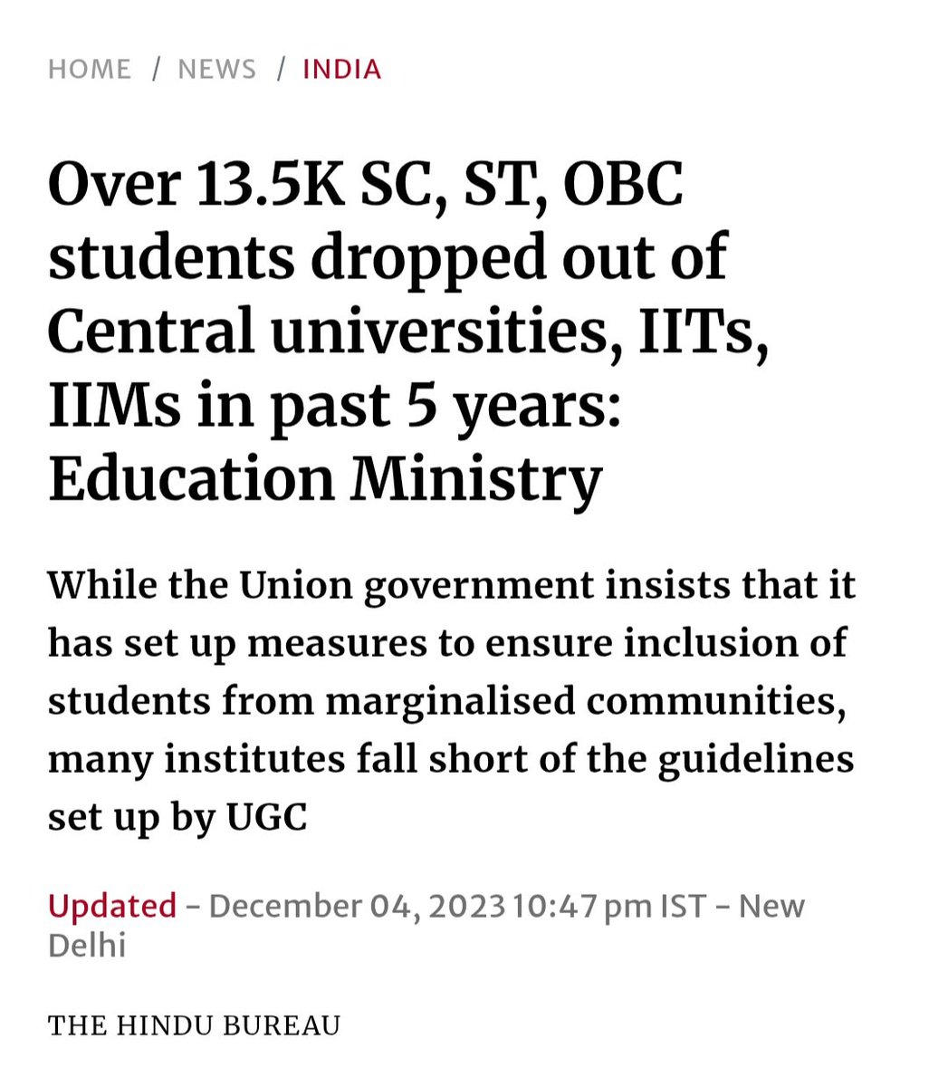 neha_laldas's tweet image. Does anyone in our country has ever really tried to understand the real reason behind this??👇

Most of these dropout cases are due to ACADEMIC STRESS!

And what is leading to this academic stress??
-Giving admission to ppl who weren't prepared to compete for such academically…