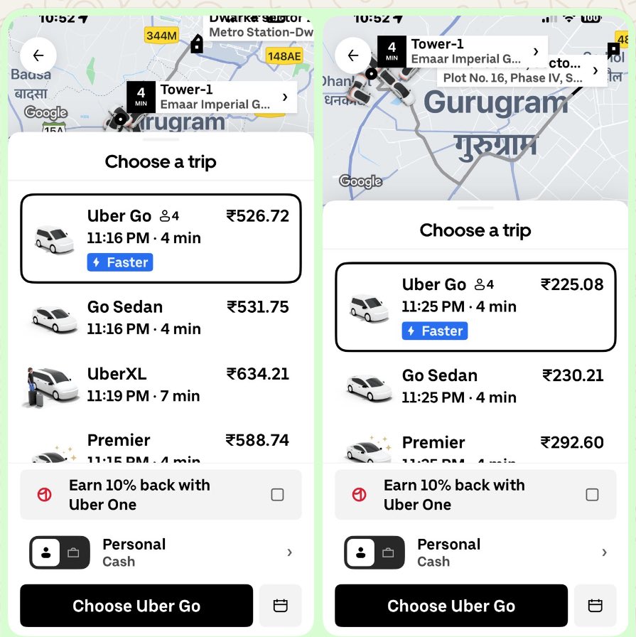 Travelling SAME DISTANCE within #gurugram and towards #dwarka / #delhi, taxi fare exhibits the impact of toll on citizens daily commuting.

Can we expect some relief from :
<a href="/NHAI_Official/">NHAI</a> 
<a href="/nitin_gadkari/">Nitin Gadkari</a> 
<a href="/OfficeOfNG/">Office Of Nitin Gadkari</a> 
<a href="/nsitharaman/">Nirmala Sitharaman</a> 
<a href="/LtGovDelhi/">LG Delhi</a> 
<a href="/gupta_rekha/">Rekha Gupta</a> 
<a href="/CMODelhi/">CMO Delhi</a> 
<a href="/cmohry/">CMO Haryana</a>
