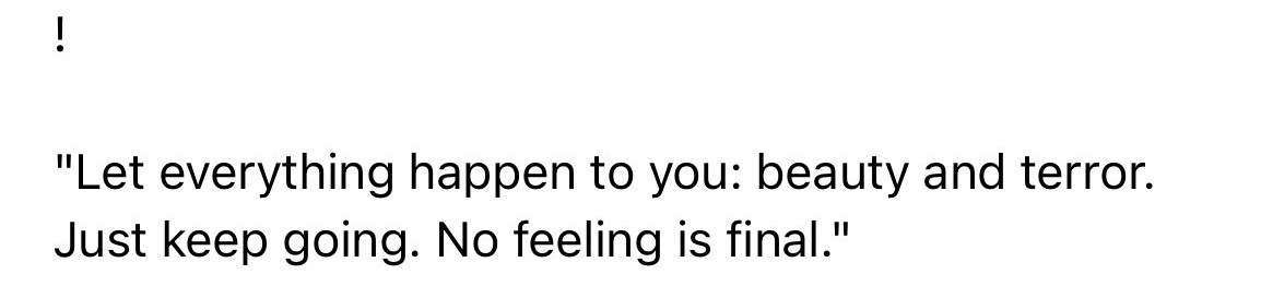 sgmin_seven's tweet image. "let everything happen to you: beauty and terror. just keep going. no feeling is final" - Kim Namjoon 

😭😭😭😭😭😭😭😭😭😭