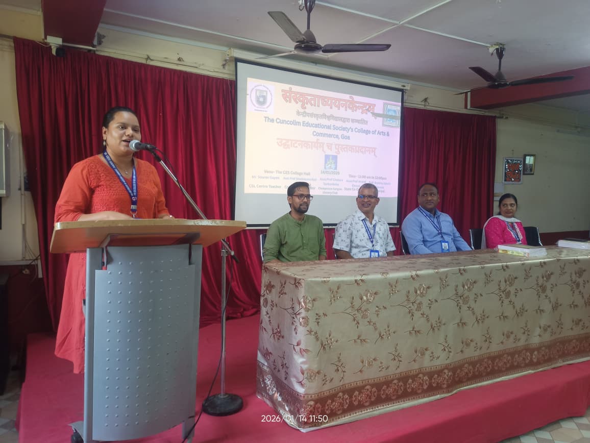 गोवाराज्यस्थे The Cuncolim Educational Societys College of Arts and Commerce, Salceta, Goa इत्यस्मिन् केन्द्रीयसंस्कृतविश्वविद्यालयेन सञ्चाल्यमानस्य संस्कृताध्ययनकेन्द्रस्य (Centre for Sanskrit Learning) उद्घाटनसमारोहः अध्येतृभ्यः दीक्षापुस्तकवितरणञ्च। <a href="/PMOIndia/">PMO India</a> <a href="/CentralSanskrit/">CENTRAL SANSKRIT UNIVERSITY</a>