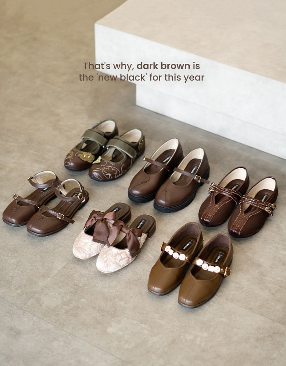 cartbyel's tweet image. Dark brown never goes out of style  koleksi sepatu dengan tone  yang easy to pair for any look🧚‍♀️🤎