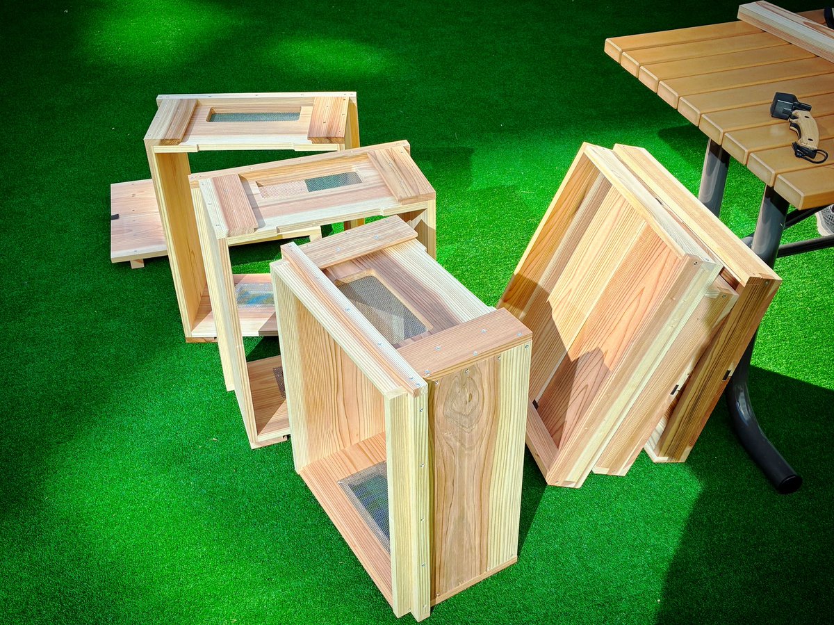 TBS_CSR's tweet image. TBS赤坂みつばちプロジェクト が
今年も始動します🐝

ミツバチたちはまだまだ越冬中ですが
春に向けて巣箱・継箱作りを行いました🔨

説明書を見ながらの不慣れな作業でしたが
とっても綺麗にできました👏👏🥹🥹

春が待ち遠しいです🌸

#養蜂
#生物多様性