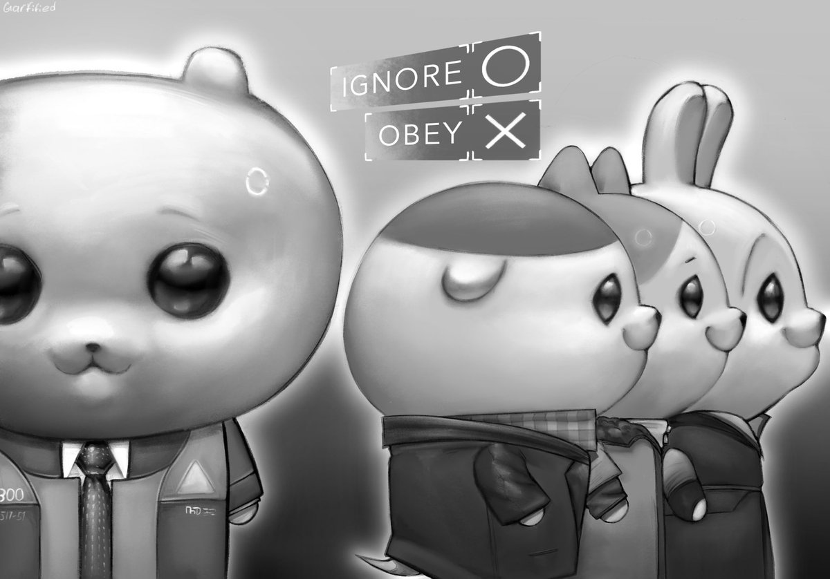 garfified's tweet image. Chiikawa x Detroit become human