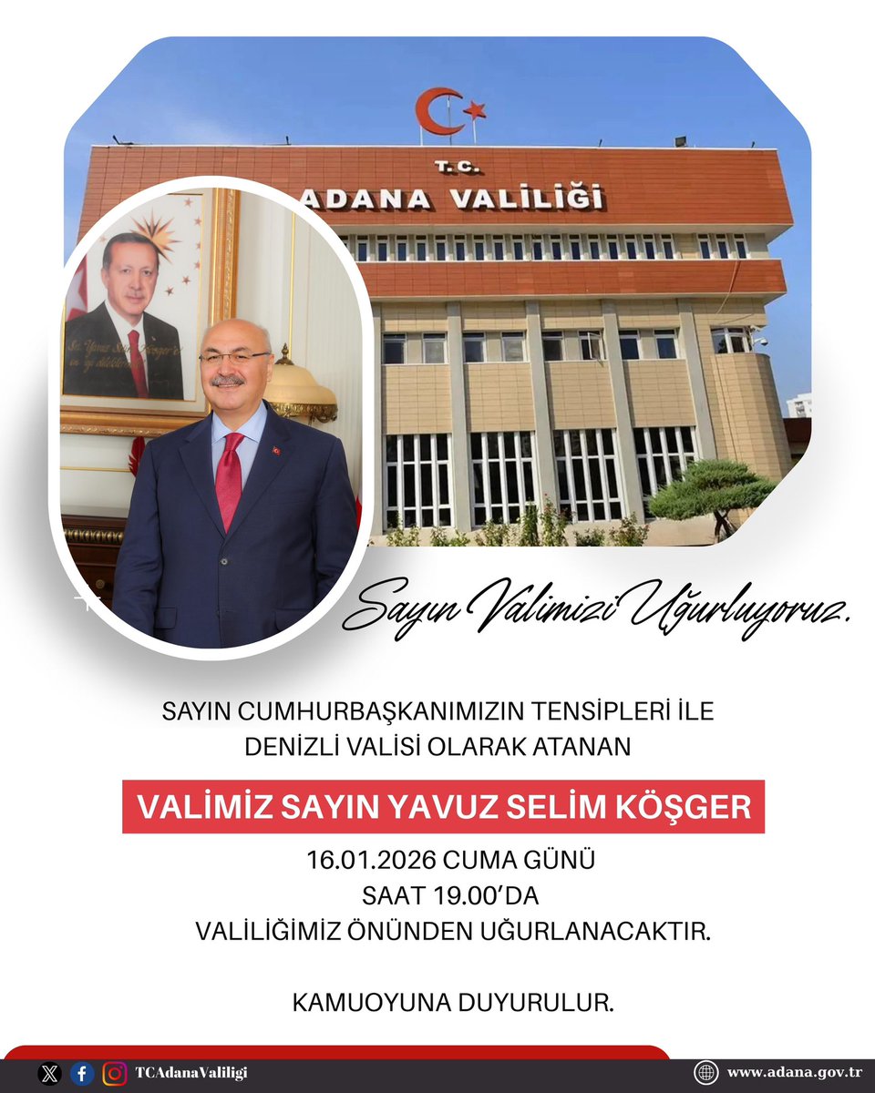 SAYIN VALİMİZİ UĞURLUYORUZ
Cumhurbaşkanımız Sayın Recep Tayyip Erdoğan’ın tensipleriyle Denizli Valiliği görevine atanan Valimiz Sayın <a href="/yskosger/">Yavuz Selim KÖŞGER</a>, Valiliğimiz önünden yeni görev yerine uğurlanacaktır.