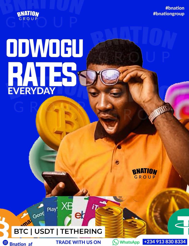 At Bnation Group We giving a Odwogu Ratw e this weekend , sell fast, we pay  faster. WhatsApp 0913 830 8334 #bnationgroup #cryptocurrency #GiftCards