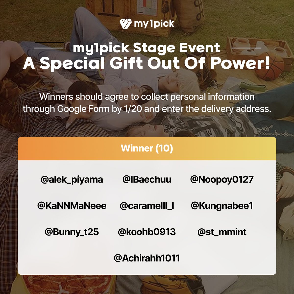 twt_my1pick's tweet image. &amp;lt; #엠스테이지 #파우 비하인드 시청 이벤트 &amp;gt;

친필싸인 이벤트 당첨자 발표🎉

순차적으로 DM 개별 연락 예정입니다.
X(트위터) DM 설정을 미리 확인하고 허용해 주세요☑️

당첨을 축하드립니다🥳

------

&amp;lt;#mstage #POW Behind-the-scenes Watch Event&amp;gt;

Announcement of the winner of the…