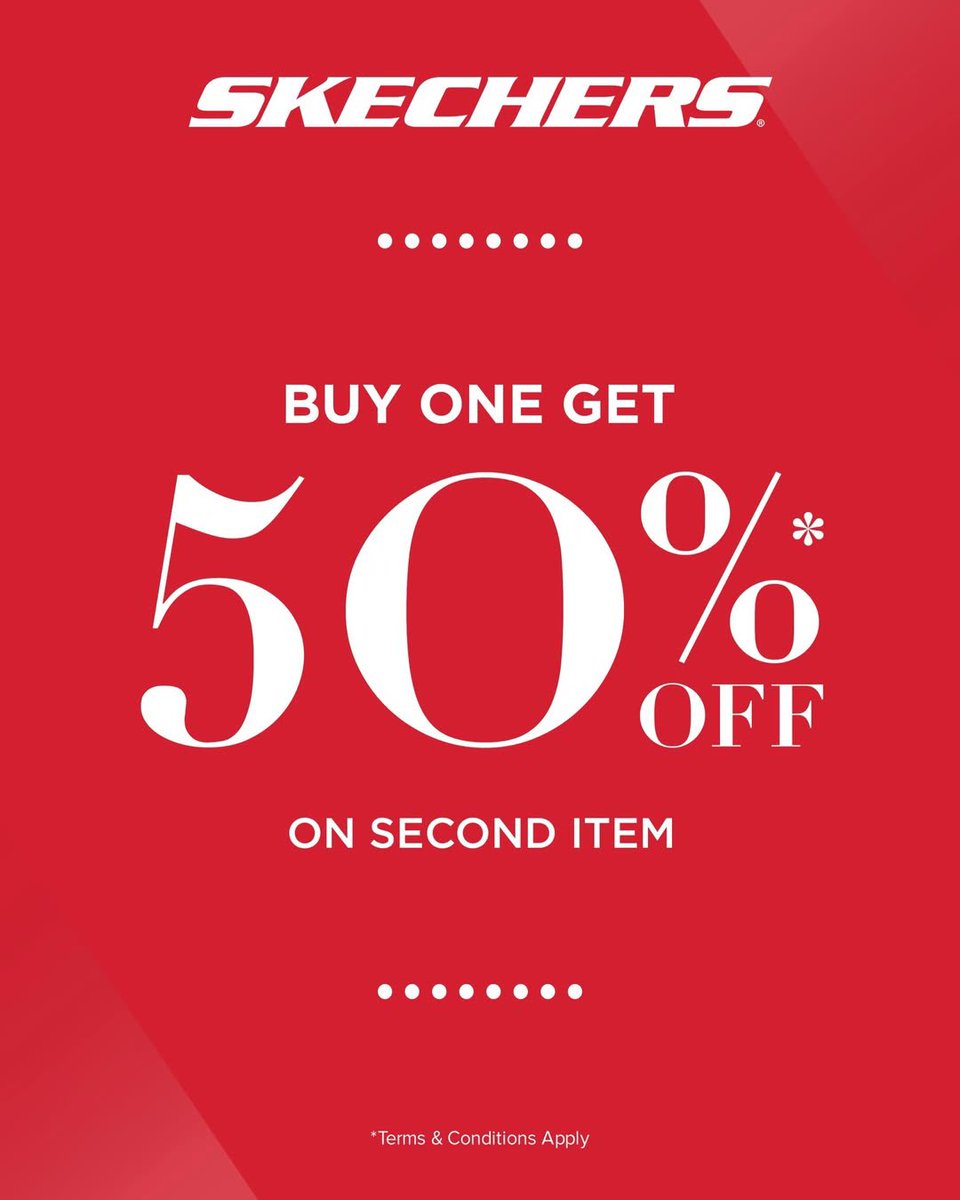BOGO 50%
Buy 1 get second item 50%
Periode : 16 - 18 Januari 2026 (3hari)

📍SKECHERS JOGJA CITY MALL

#Skechers #JogjaCityMall #StayHappyWithJCM