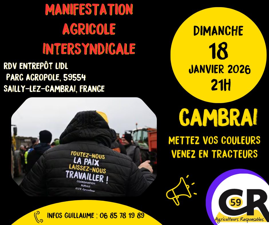 coordinationrur's tweet image. 🔴 MOBILISATION – DIMANCHE 18 JANVIER #CR59

📆 Dimanche 18 janvier 2026
🕤 Dès 21h
📍 Plateforme logistique LIDL – Cambrai

Face aux conséquences de l’accord MERCOSUR, les agriculteurs de la #CRHDF se retrouvent sur le terrain pour contrôler les flux de marchandises et…