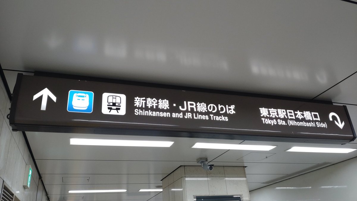 吊り下げ案内看板の列車ピクトグラム、東海っぽいけど何系だろう？ #東京駅