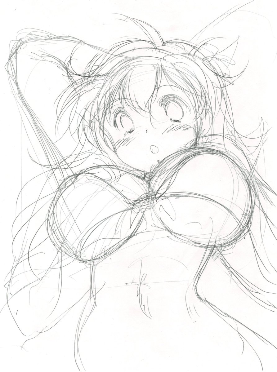 色紙のラフ見つけたので取り込んでみた
色紙描くときはコピー用紙にイメージラフ描いてから
色紙に本描きします
ラフのほうが幼い感じ 