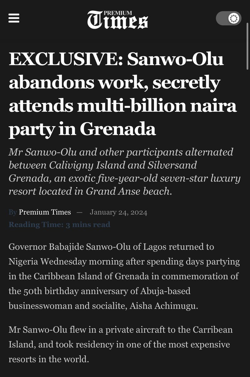wearegst's tweet image. Around this time two years ago, the Governor of Lagos reportedly spent $132,000 per night to book a resort in Grenada for his friend’s party. That’s on accommodation alone.

During this time, Mandilas in Lagos was burning, but the Governor was literally dancing in the Caribbean.