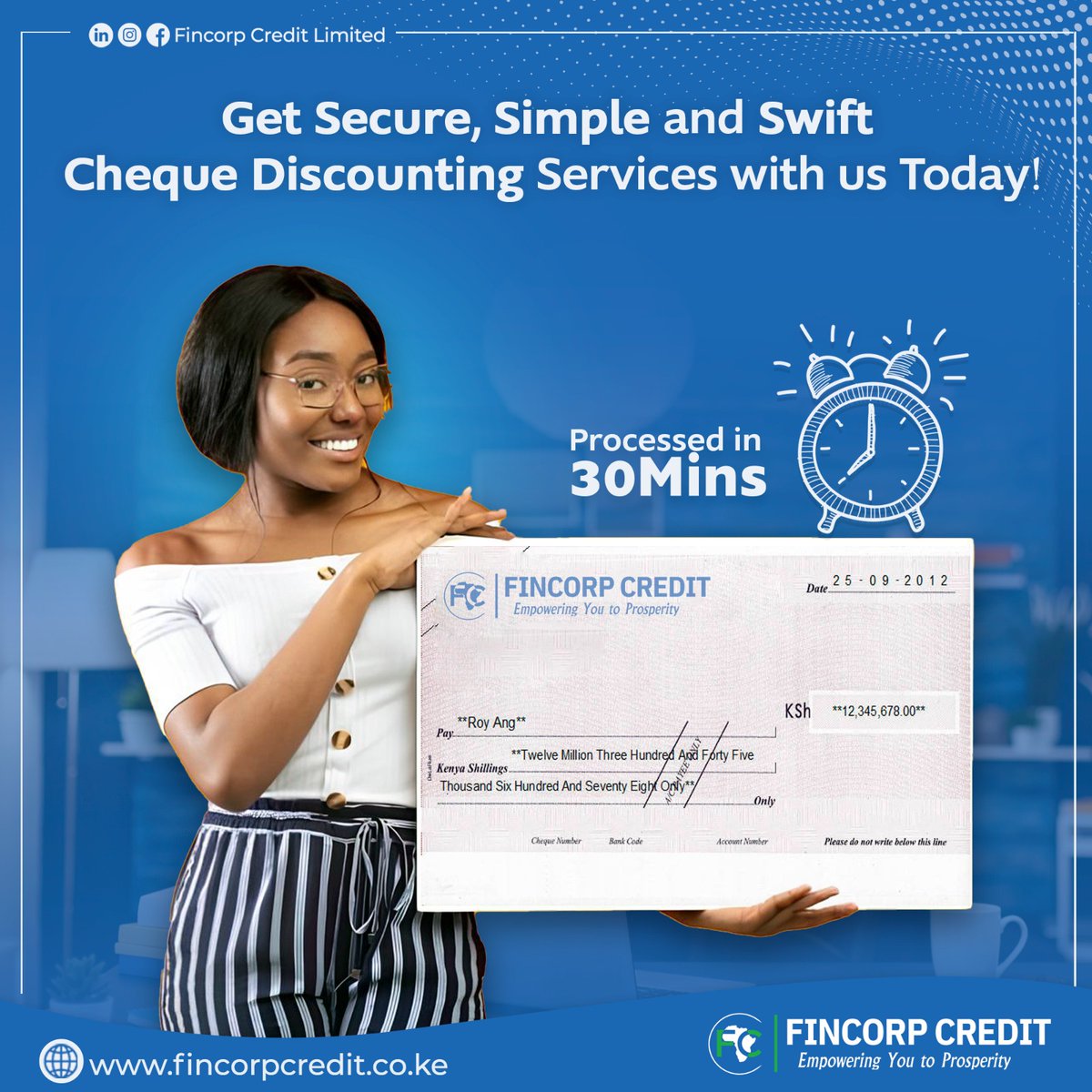 FinCorpCredit's tweet photo. Get Secure, Simple and Swift Cheque Discounting Services with us in just 30 Minutes.
For more info call 0706355355 or dial *827#
#chequediscounting #fincorpcredit https://t.co/iPvMnXB6N5