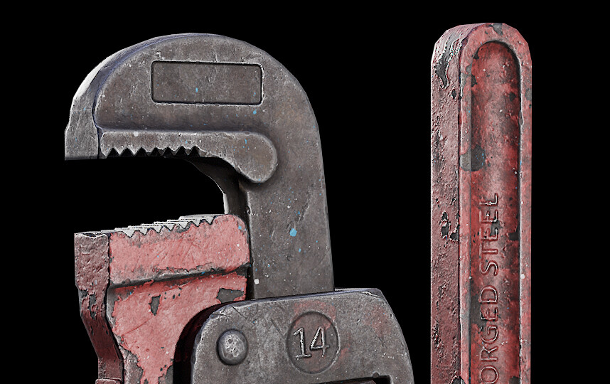 ArtOfPilgrim's tweet photo. Pipe Wrench. Blender, Marmoset Toolbag & Substance Painter